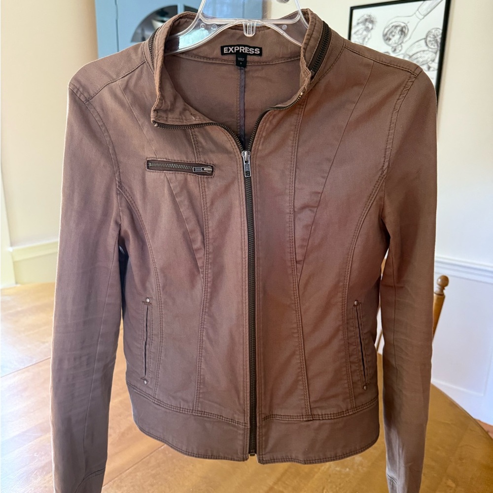 Express Women's Brown Fitted Motto Jacket
